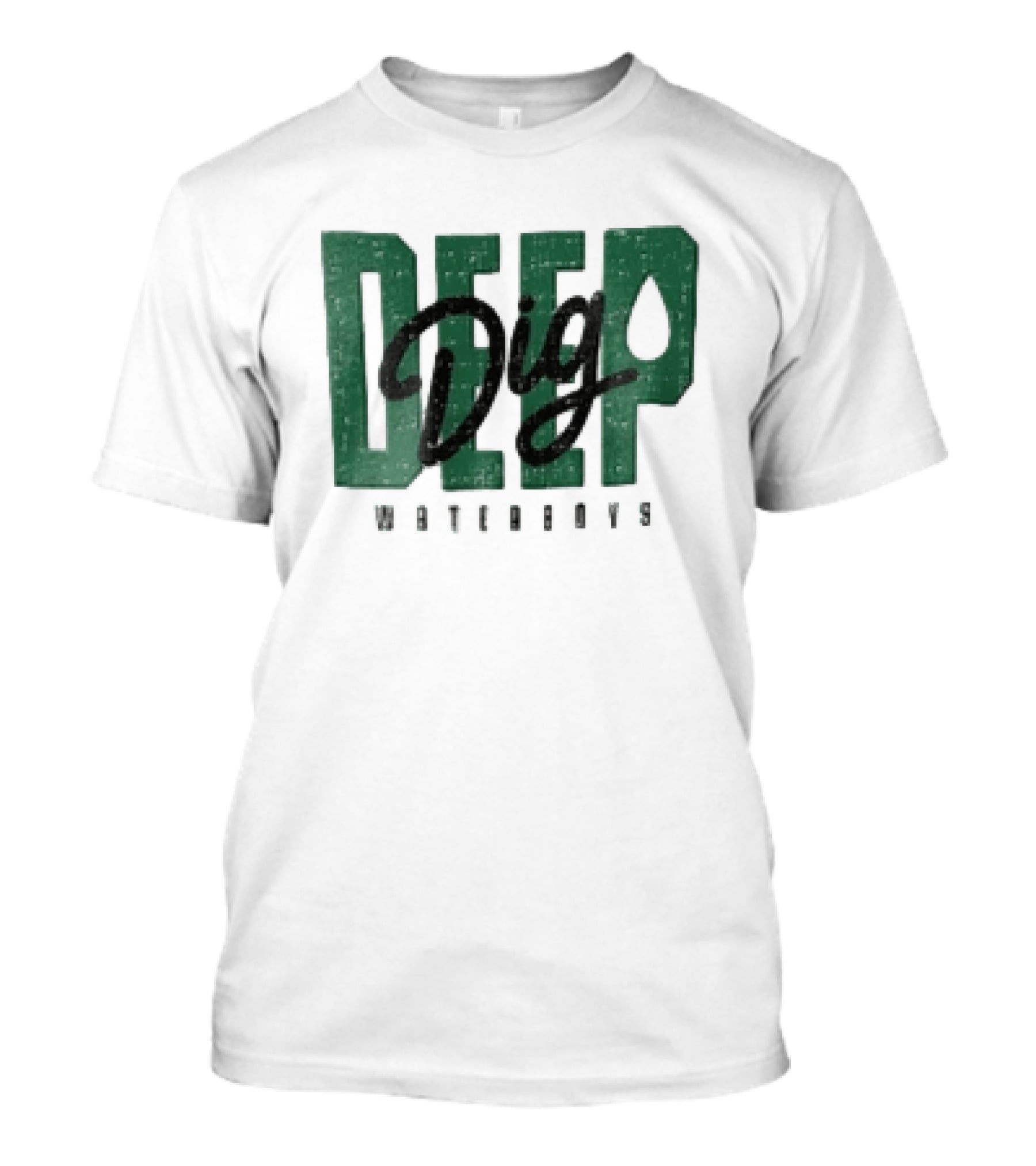 Dig Deep Waterboys Distressed Green Block Water Droplet T-Shirt