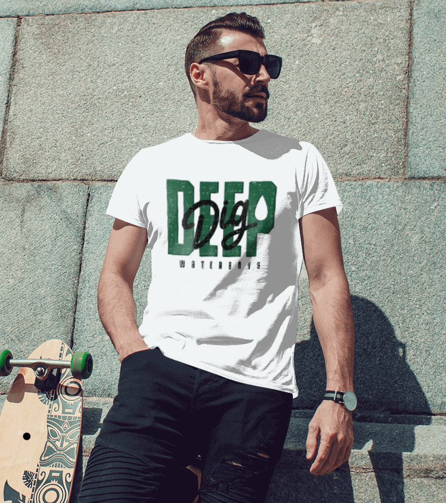 Dig Deep Waterboys Distressed Green Block Water Droplet T-Shirt