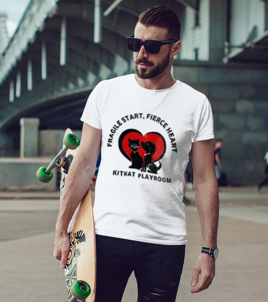 Fragile Heart Fierce Start Kitkat Playroom Black Cat And Dog T-Shirt