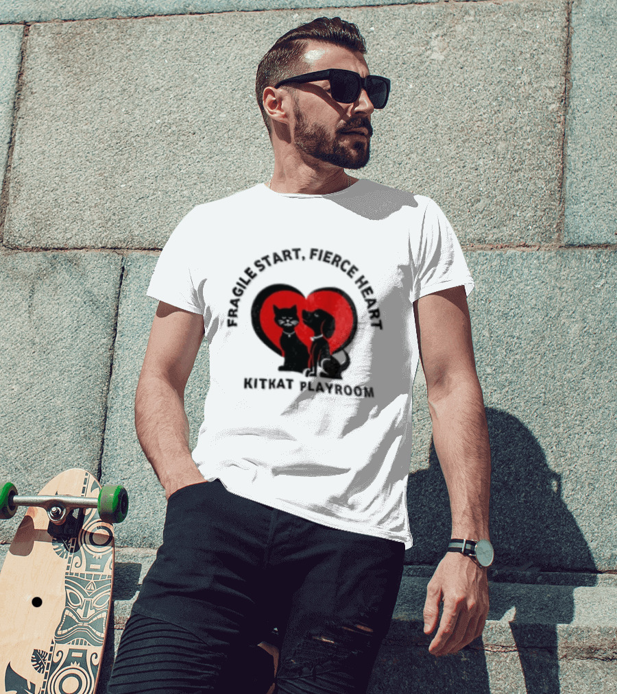 Fragile Heart Fierce Start Kitkat Playroom Black Cat And Dog T-Shirt