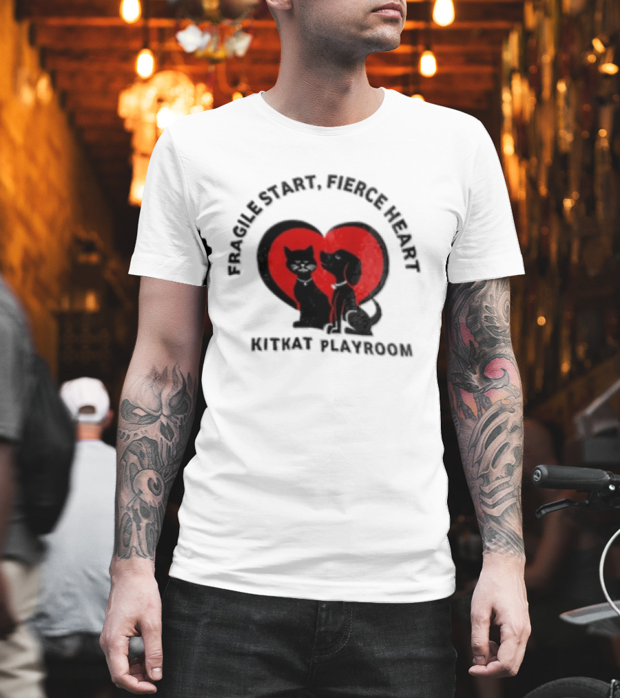 Fragile Heart Fierce Start Kitkat Playroom Black Cat And Dog T-Shirt