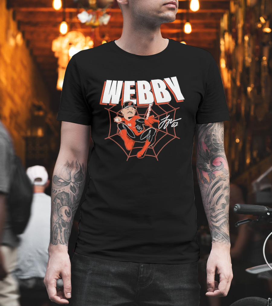 WEBBY Spider Web Baseball Player 62 Red Jersey Signature T-Shirt