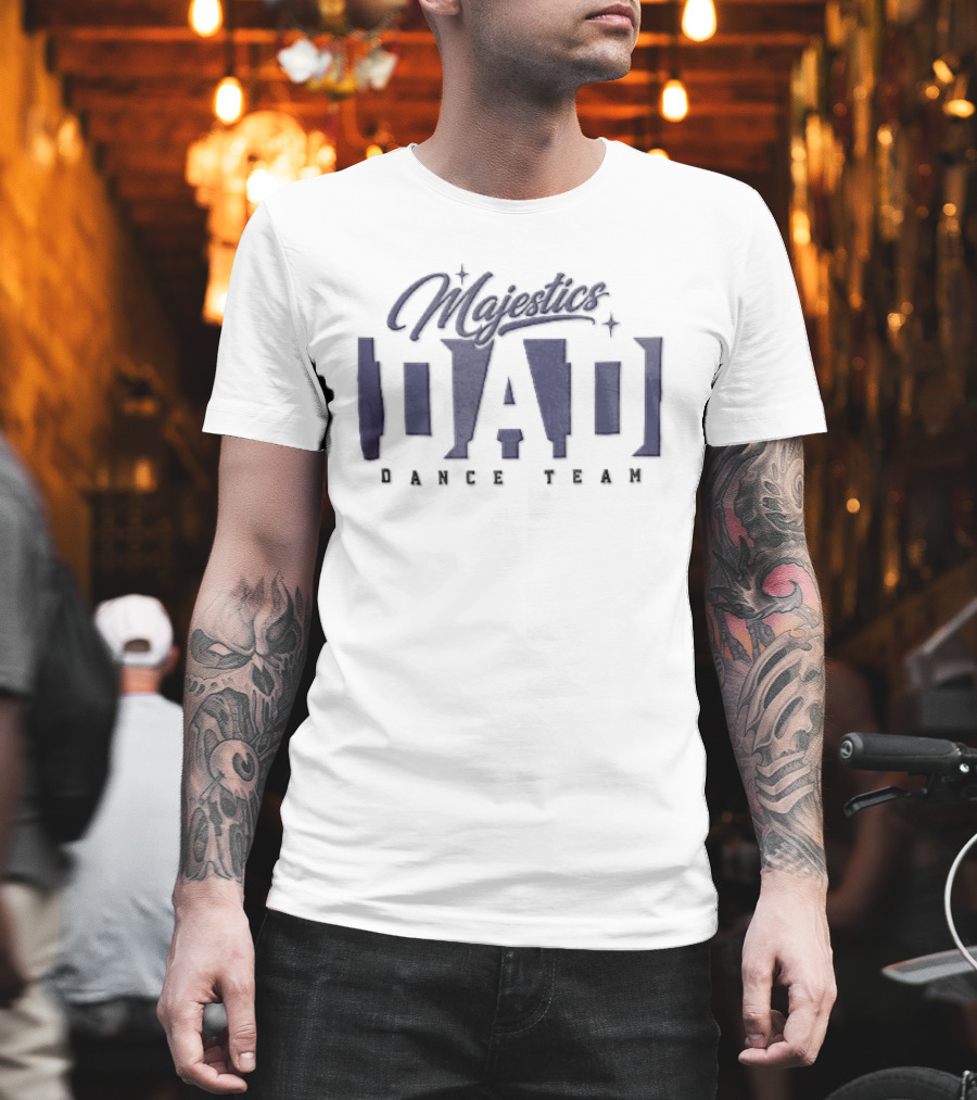 Majestics Dad Dance Team Sparkles Purple Block Lettering T-Shirt