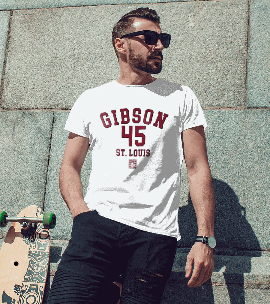 Gibson 45 St Louis Baseball Hall Of Fame 50th Anniversary T-Shirt
