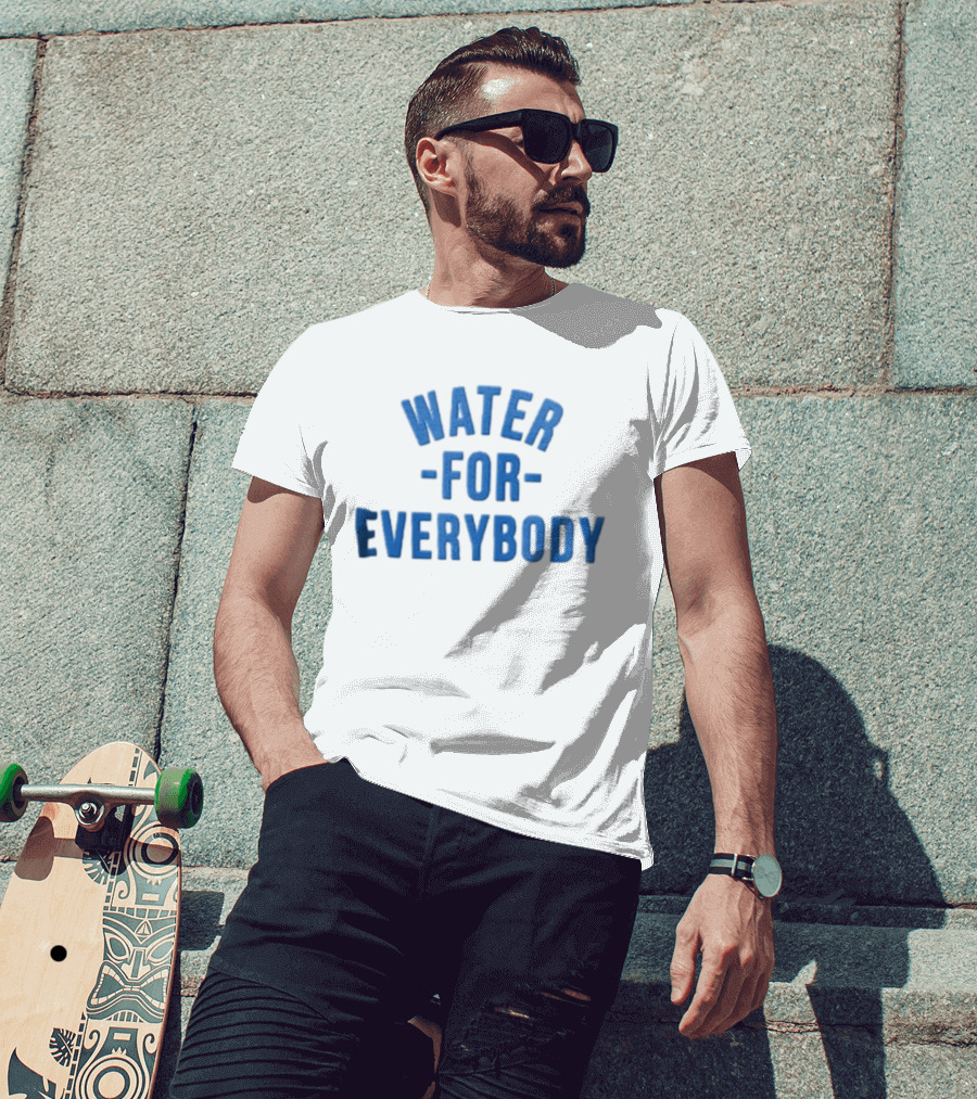 Water For Everybody Blue Arched Stacked Lettering T-Shirt