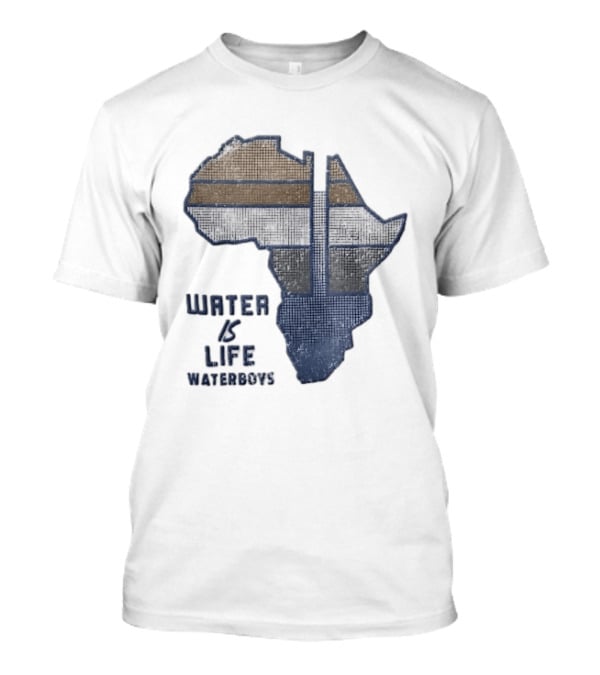 Waterboys Water Is Life Africa Map Mosaic Grid Distressed T-Shirt