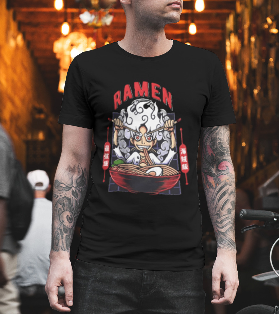 Ramen Pirate With Chopsticks Eating Noodles Anime T-Shirt