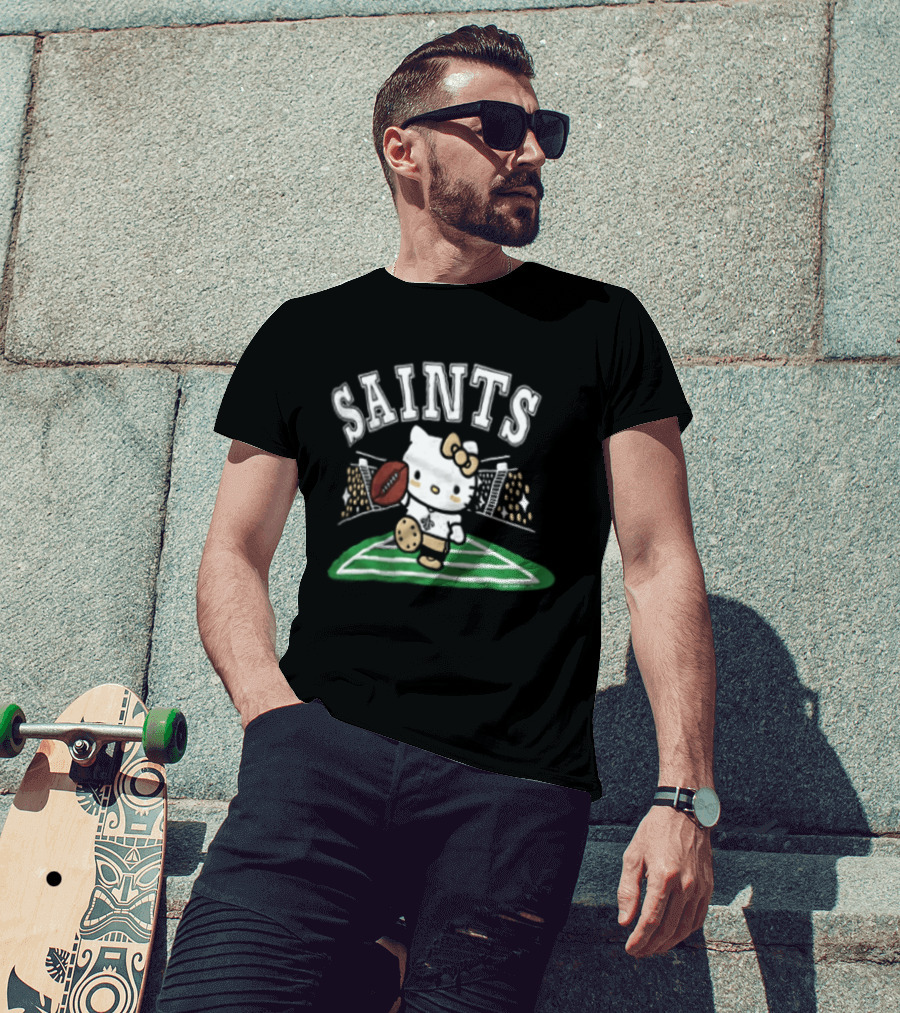 Hello Kitty New Orleans Saints Football Mascot Fan Gear T-Shirt