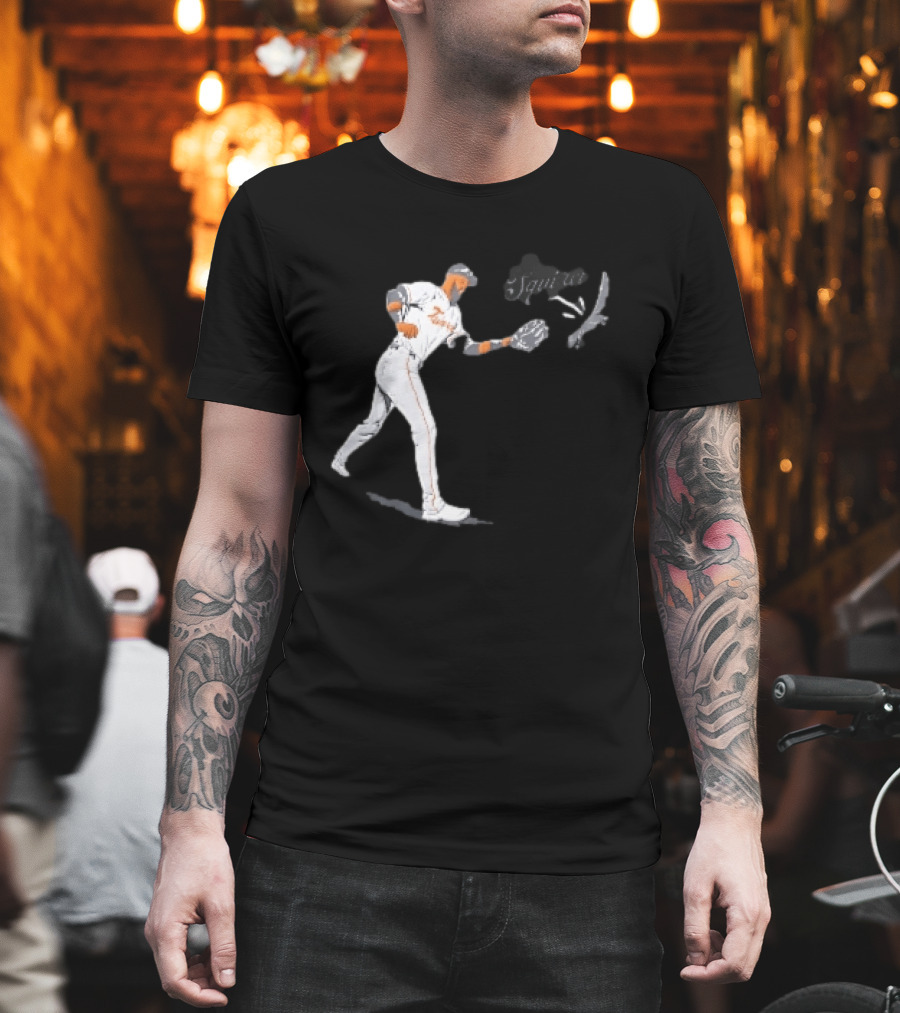 Squirrel Leody Taveras Texas Rangers MLB Catching Cartoon Baseball T-Shirt