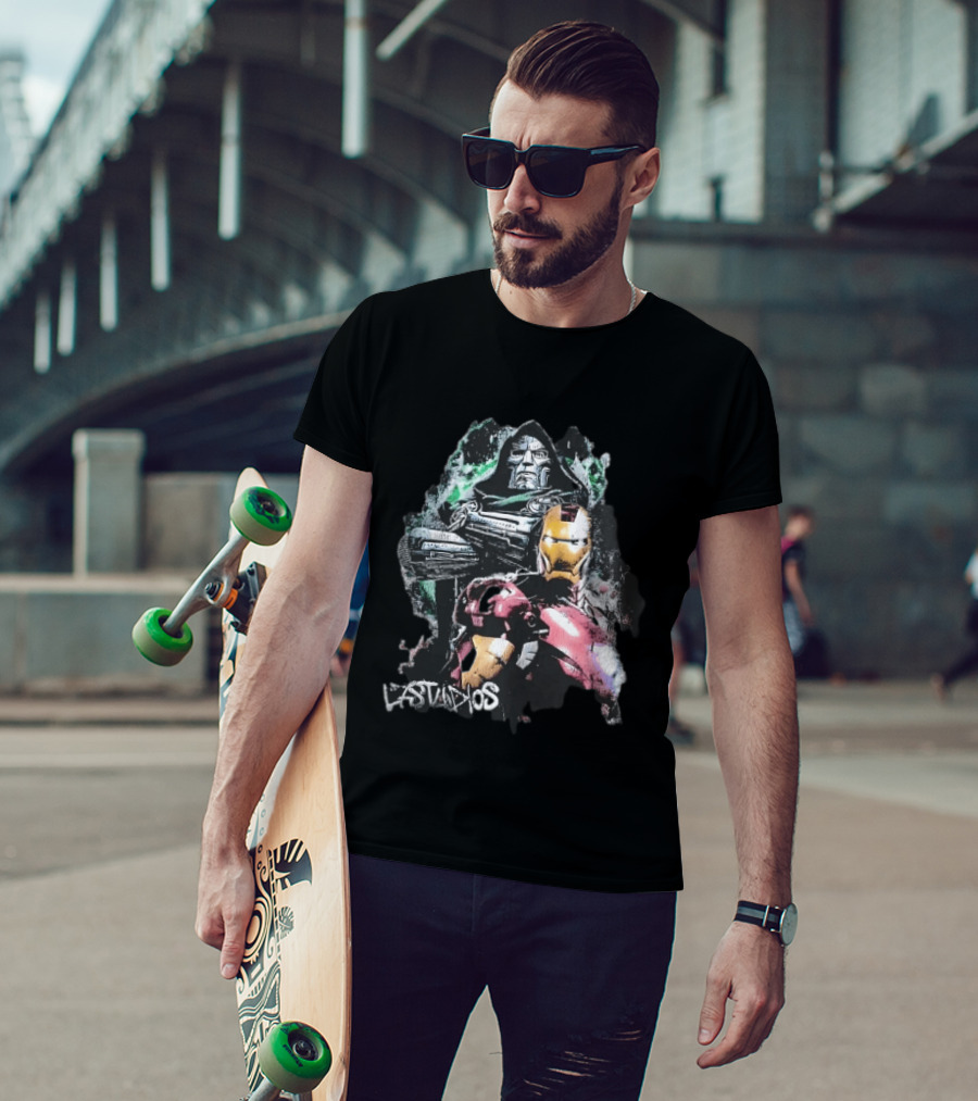 Lastudios Doctor Doom Iron Man Comic Book Dark Green Grunge T-Shirt