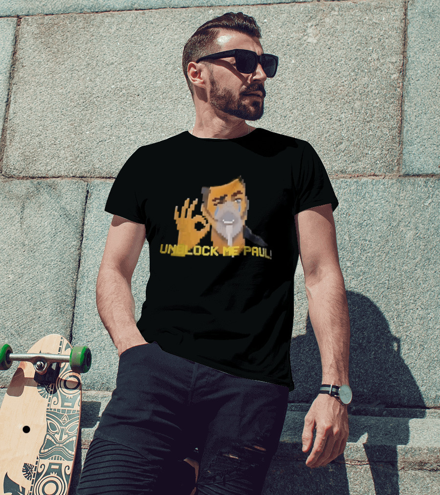 Unblock Me Paul Pixel Art Crying Man OK Hand Gesture T-Shirt