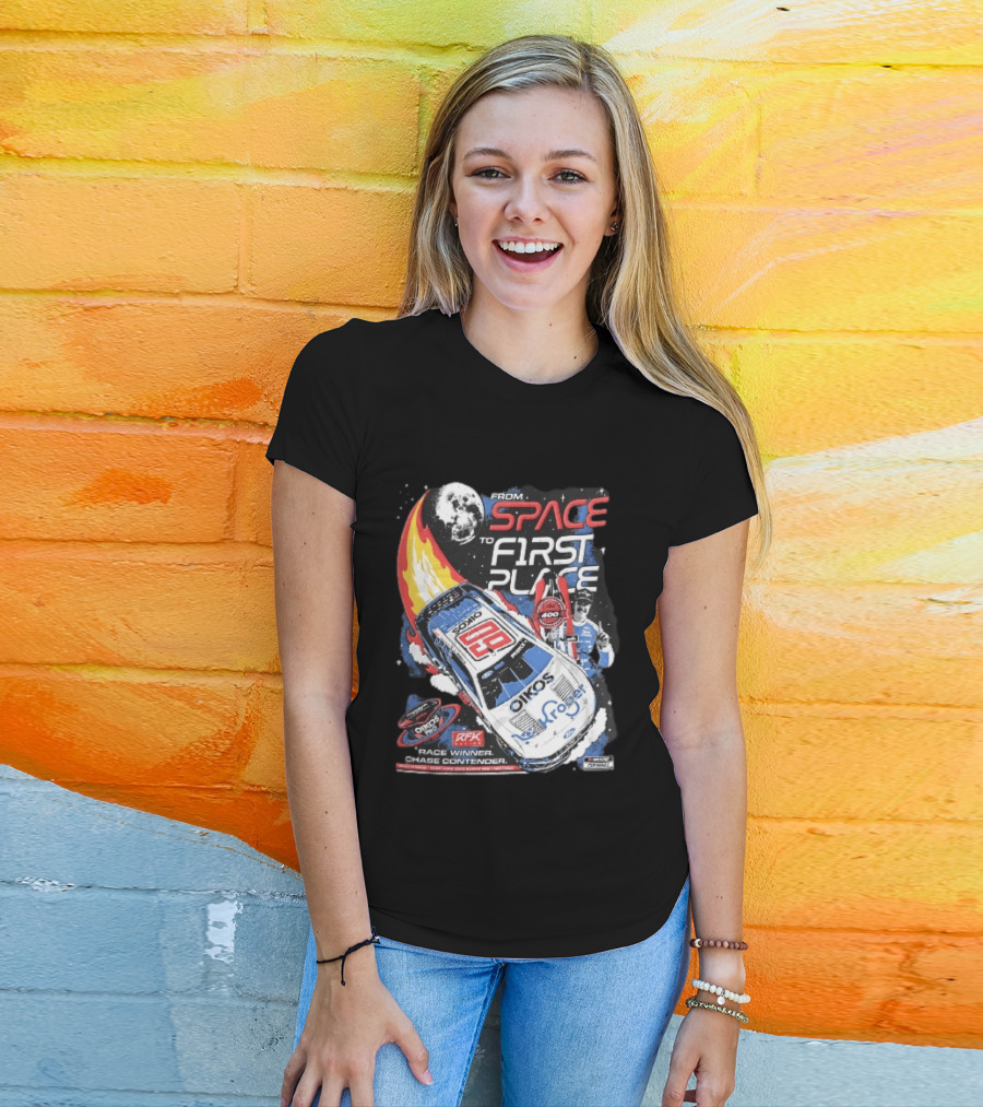 NASCAR From Space To First Place Ryan Preece RFK 2023 Race Winner Moon Flames Oikos 400 T-Shirt