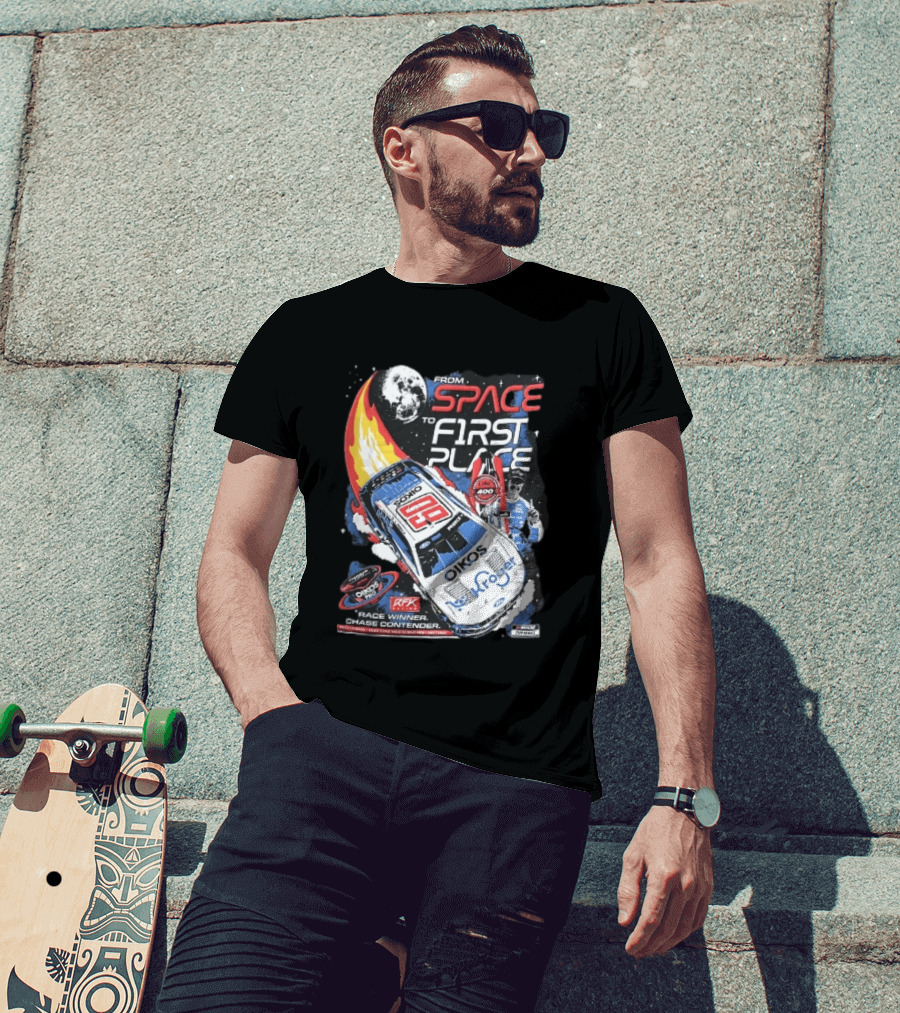 NASCAR From Space To First Place Ryan Preece RFK 2023 Race Winner Moon Flames Oikos 400 T-Shirt