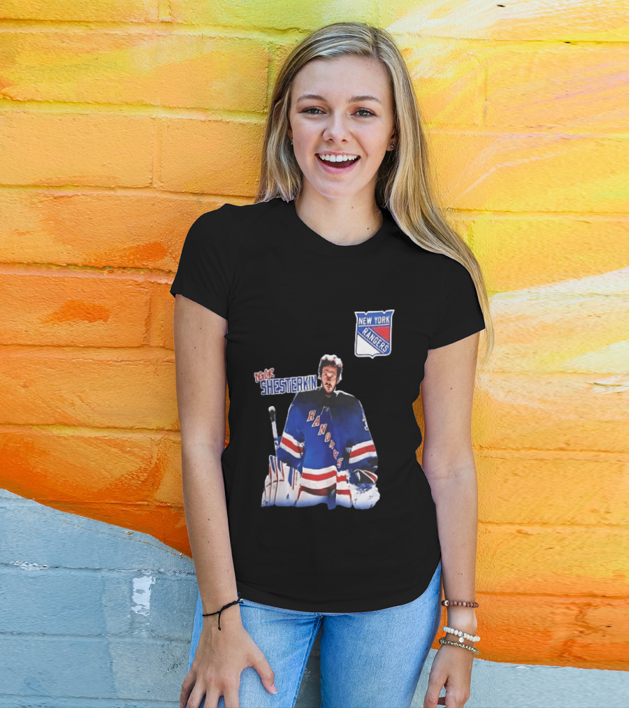 New York Rangers Igor Shesterkin NHL Goaltender Blue Uniform T-Shirt