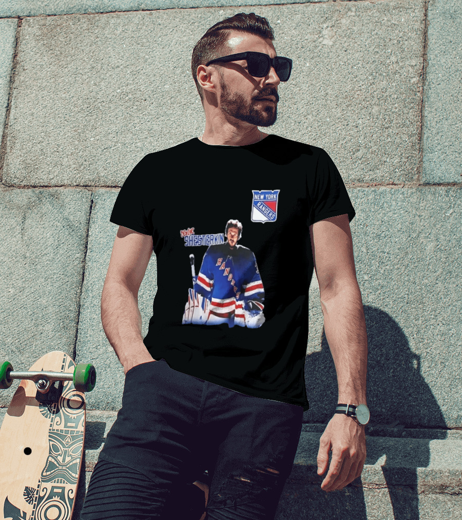 New York Rangers Igor Shesterkin NHL Goaltender Blue Uniform T-Shirt