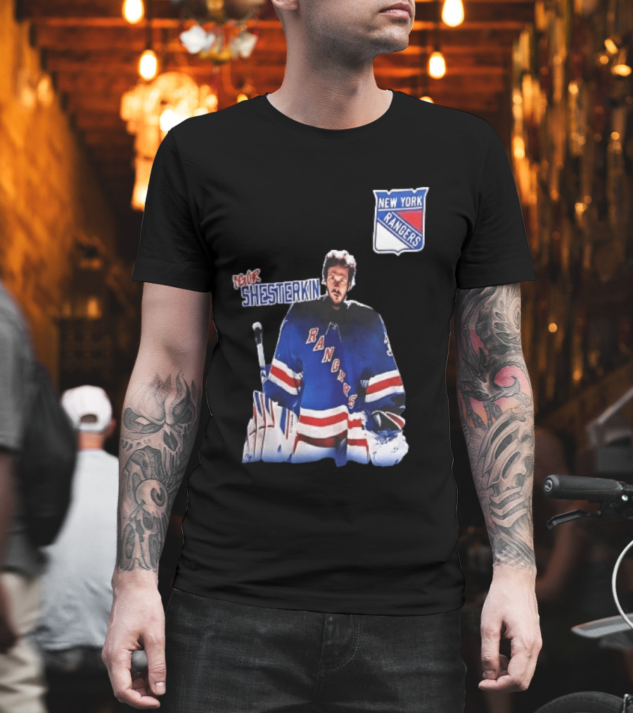 New York Rangers Igor Shesterkin NHL Goaltender Blue Uniform T-Shirt
