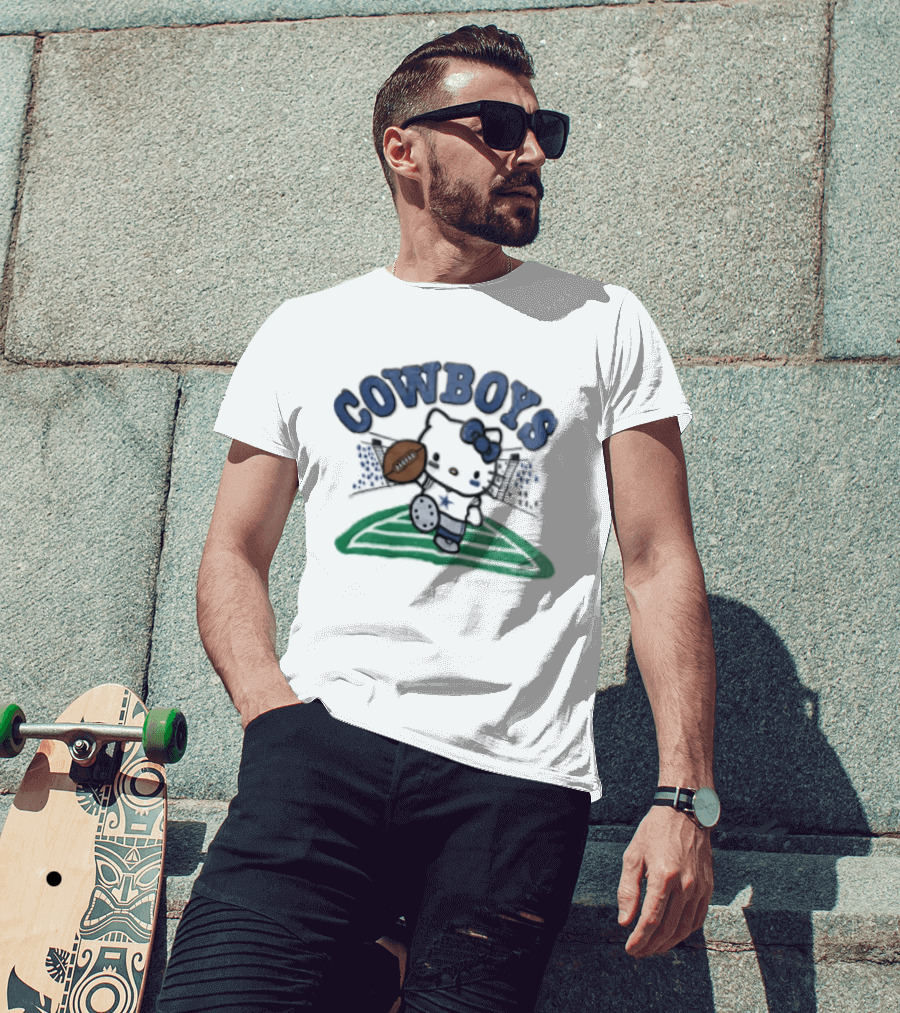Hello Kitty Cowboys Football Collab With Dallas Touchdown T-Shirt
