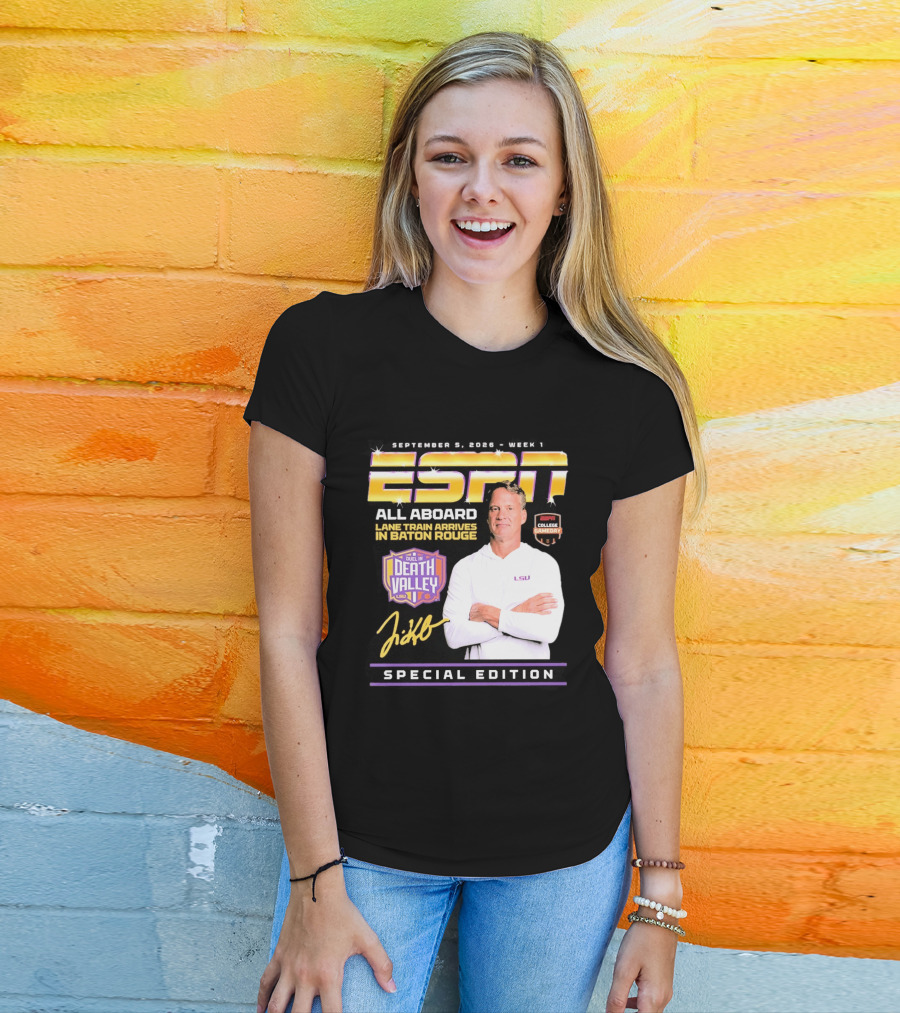 September 9 2026 Week 1 ESPN All Aboard Lane Train Arrives In Baton Rouge College Gameday Duel In Death Valley LSU Special Edition T-Shirt