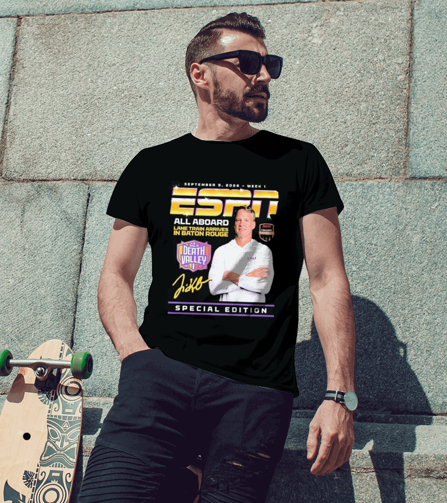 September 9 2026 Week 1 ESPN All Aboard Lane Train Arrives In Baton Rouge College Gameday Duel In Death Valley LSU Special Edition T-Shirt
