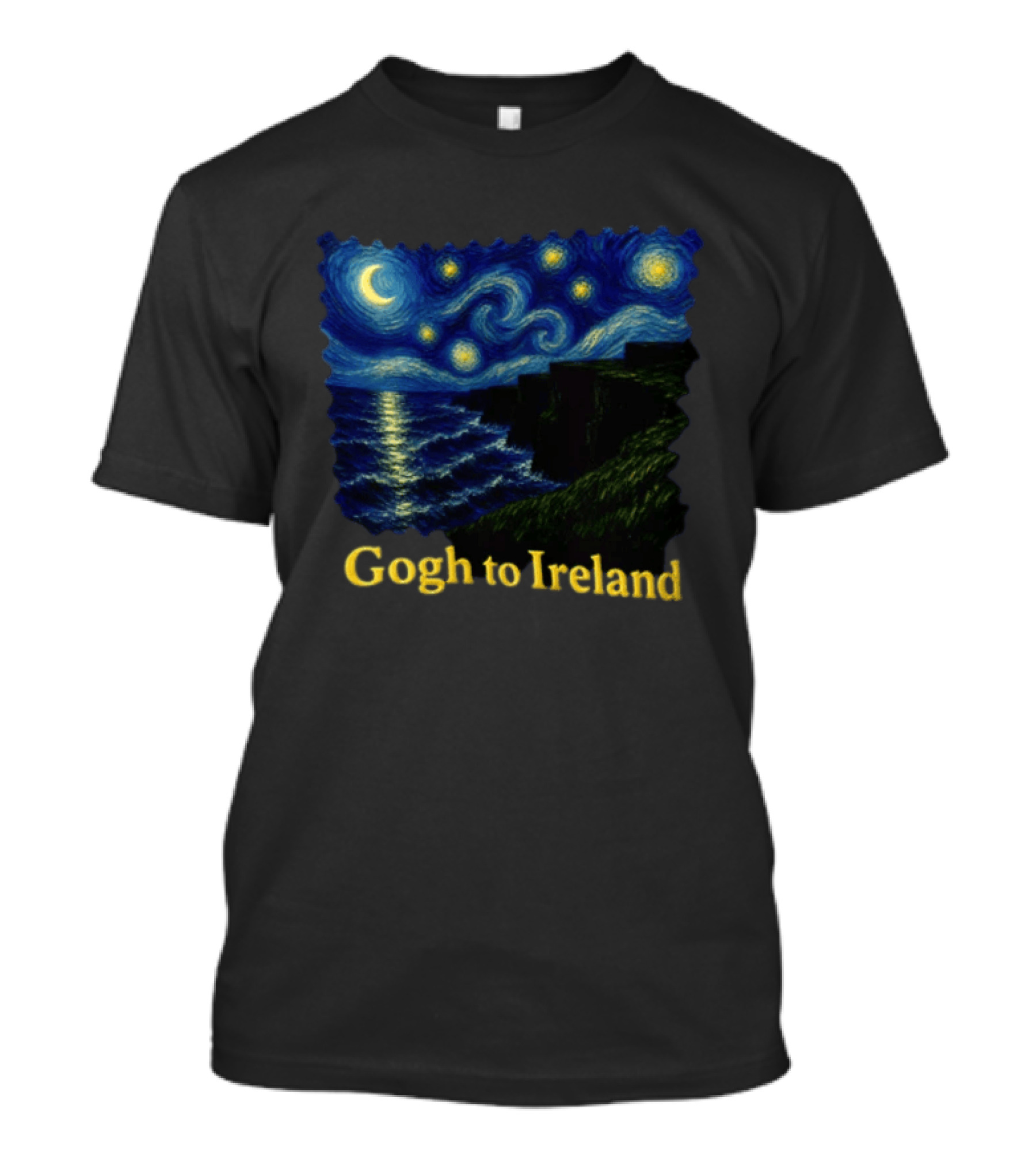 Van Gogh Starry Night Cliffs Overlook Gogh To Ireland T-Shirt