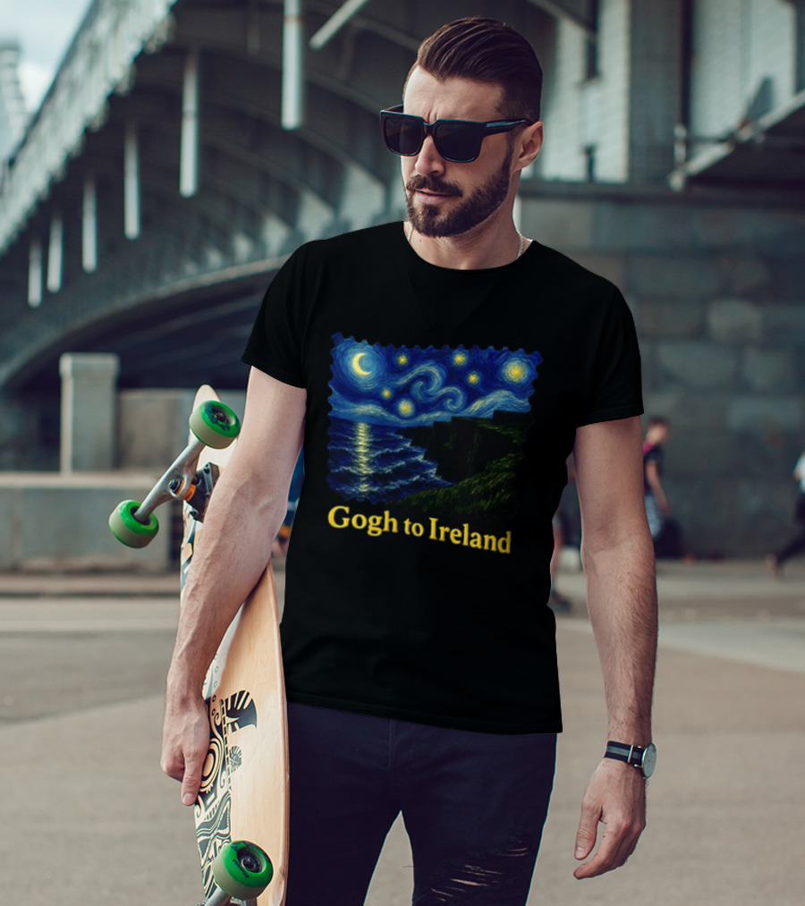 Van Gogh Starry Night Cliffs Overlook Gogh To Ireland T-Shirt
