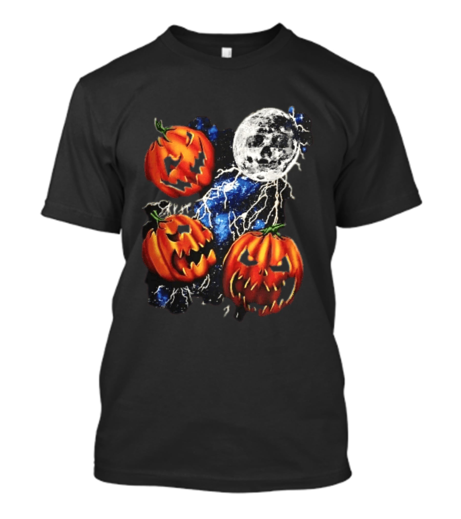 Halloween Pumpkins Skull Moon Lightning T-Shirt