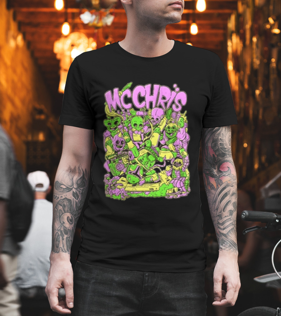 MC Chris Cartoon Characters Party Alien Boombox Fun T-Shirt