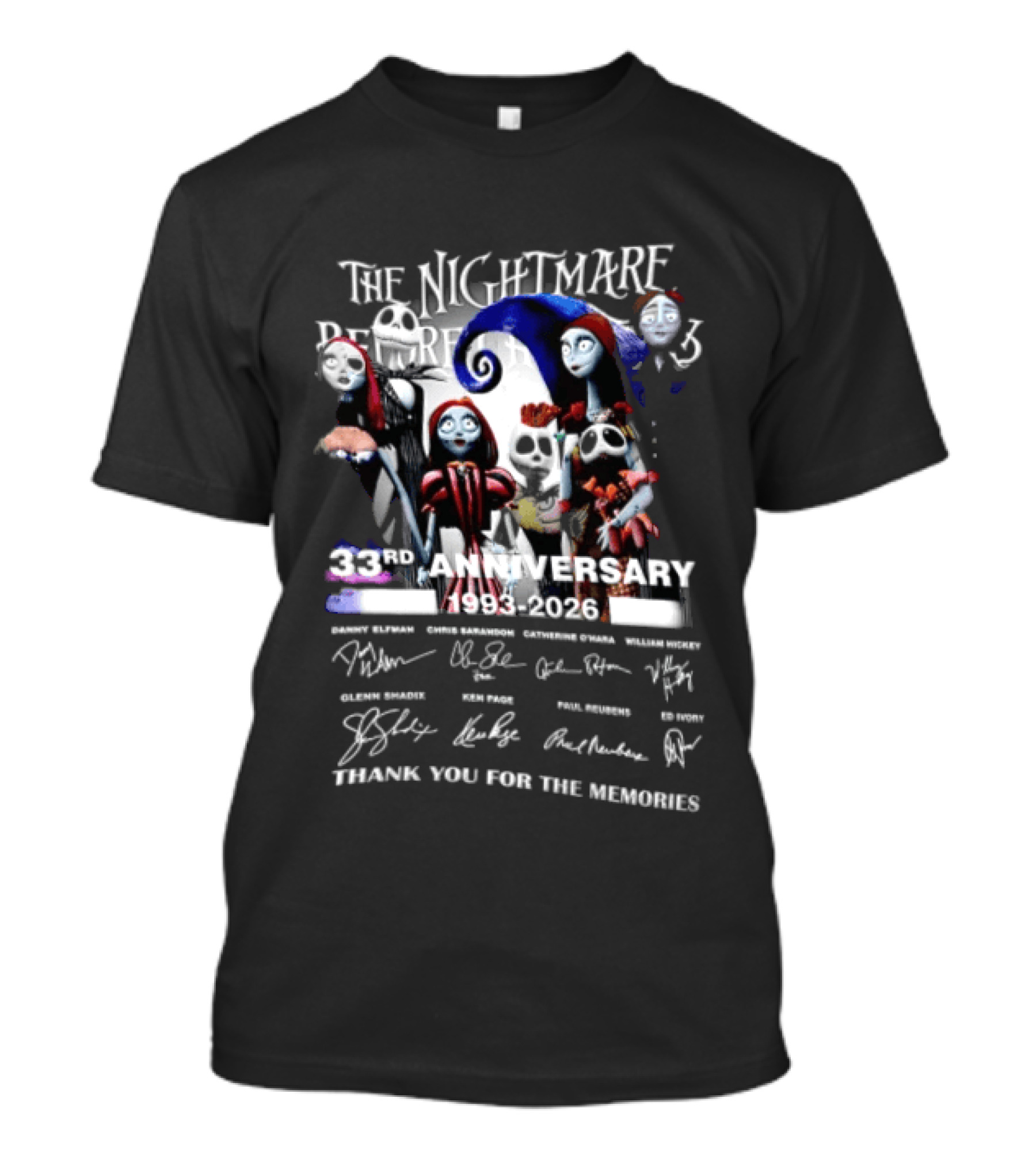 The Nightmare Before Christmas 33rd Anniversary 1993 2026 Thank You For The Memories T-Shirt