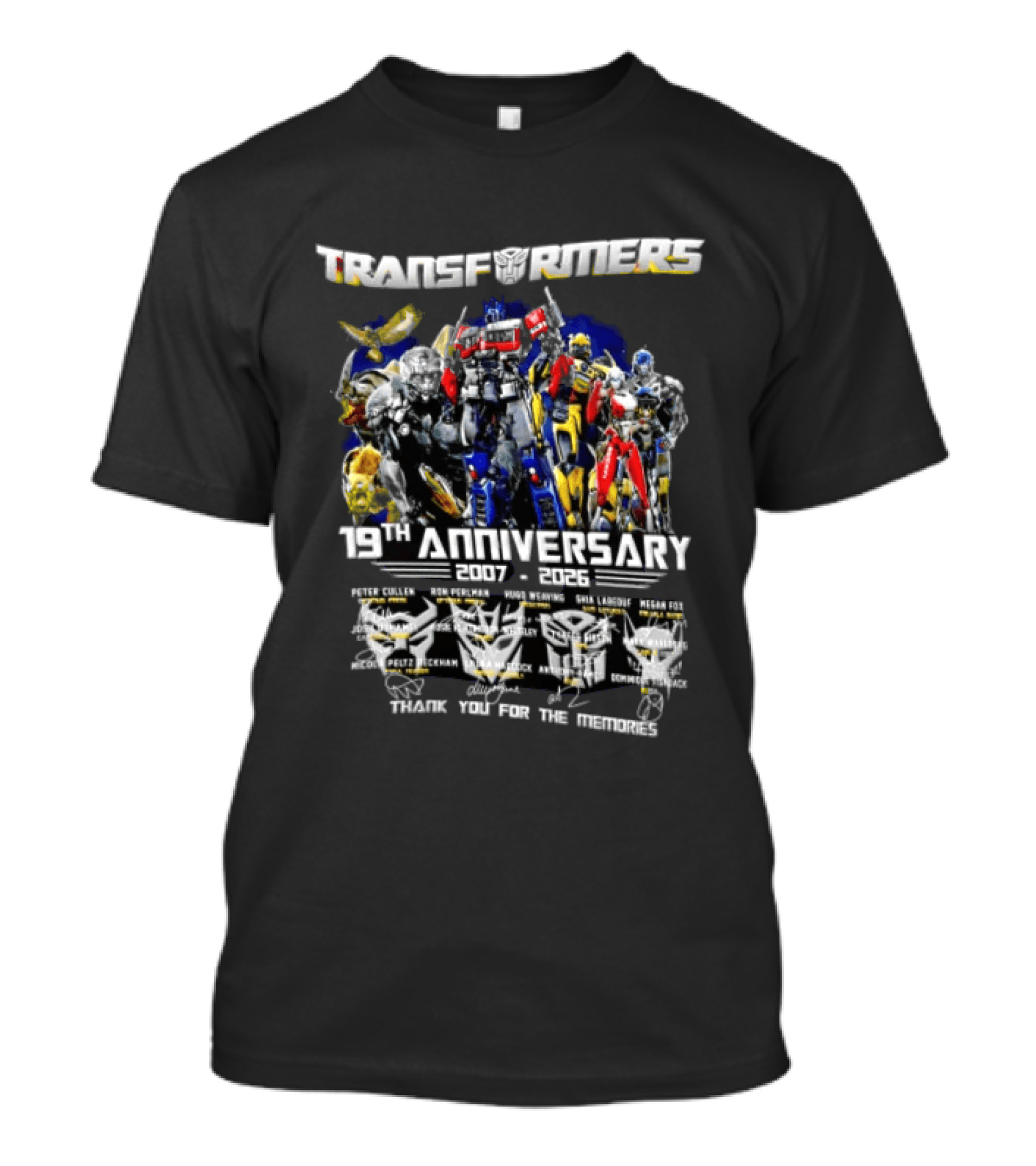 Transformers 19th Anniversary 2007 2026 Thank You For The Memories Featuring Optimus Prime Bumblebee Autobots T-Shirt