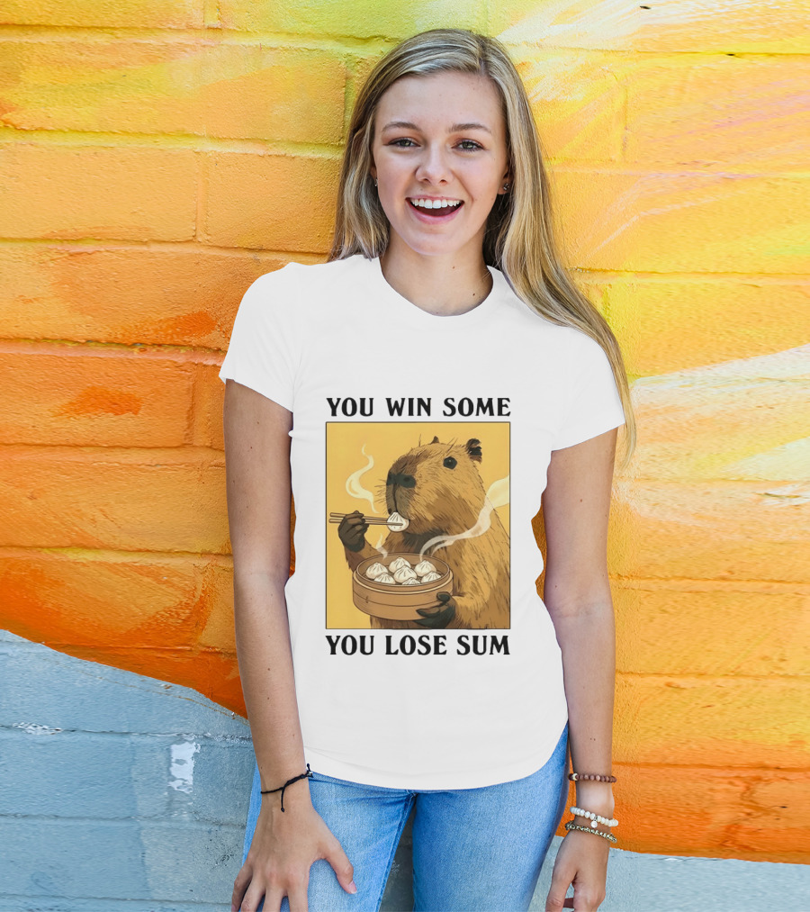 Capybara Eating Dim Sum You Win Some You Lose Sum T-Shirt