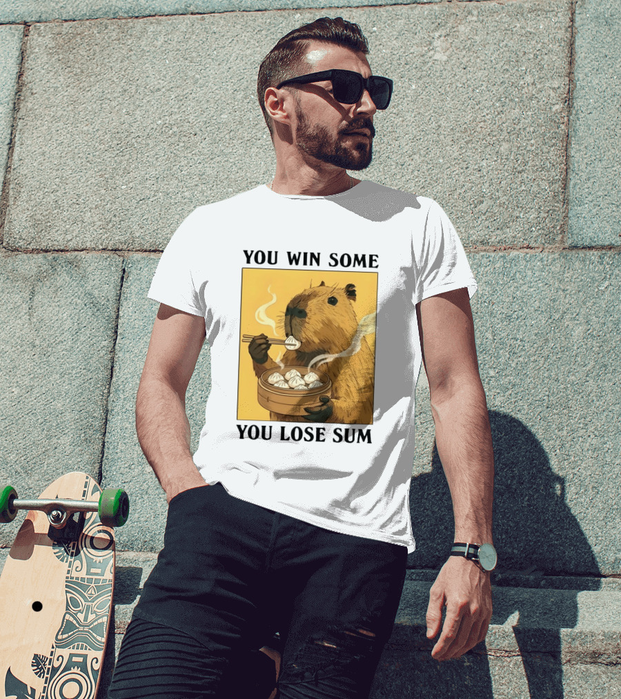 Capybara Eating Dim Sum You Win Some You Lose Sum T-Shirt