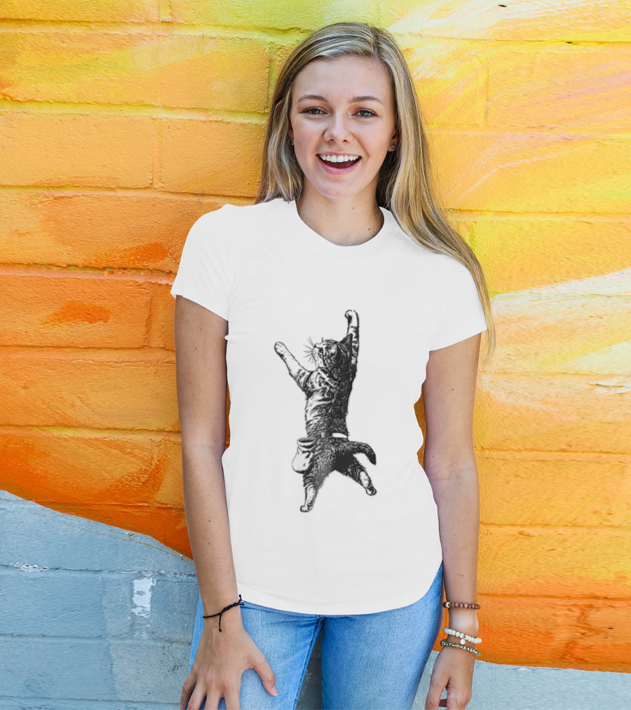Cat Climbing Adventure With Chalk Bag T-Shirt