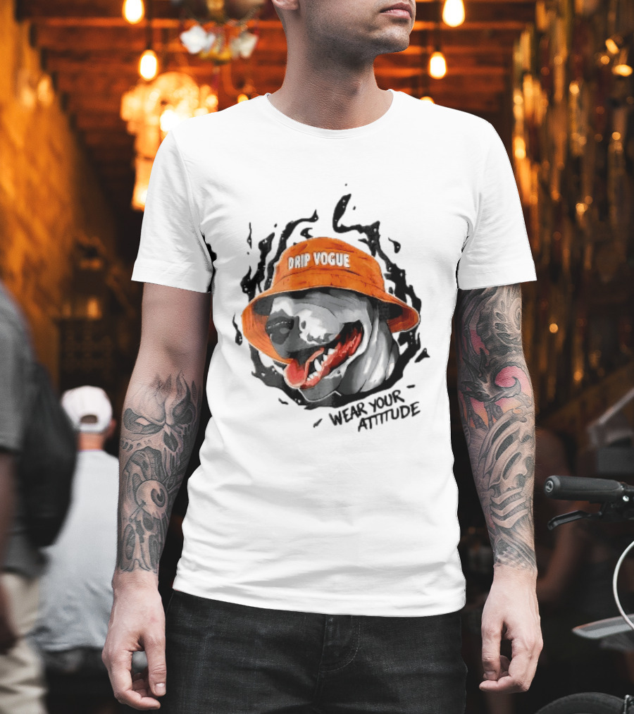 Drip Vogue Wear Your Attitude Dog Bucket Hat Trendy T-Shirt