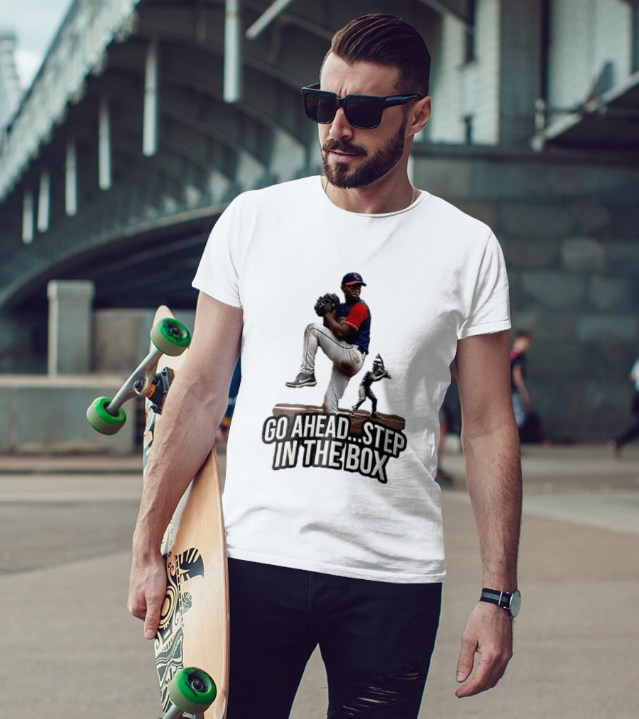 Go Ahead Step In The Box Baseball Pitcher And Batter Challenge T-Shirt