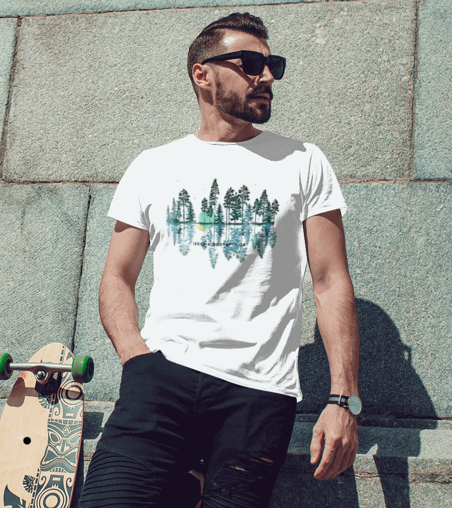 Have A Grateful Day Forest Reflection Peaceful Nature Scene Sun And Trees T-Shirt