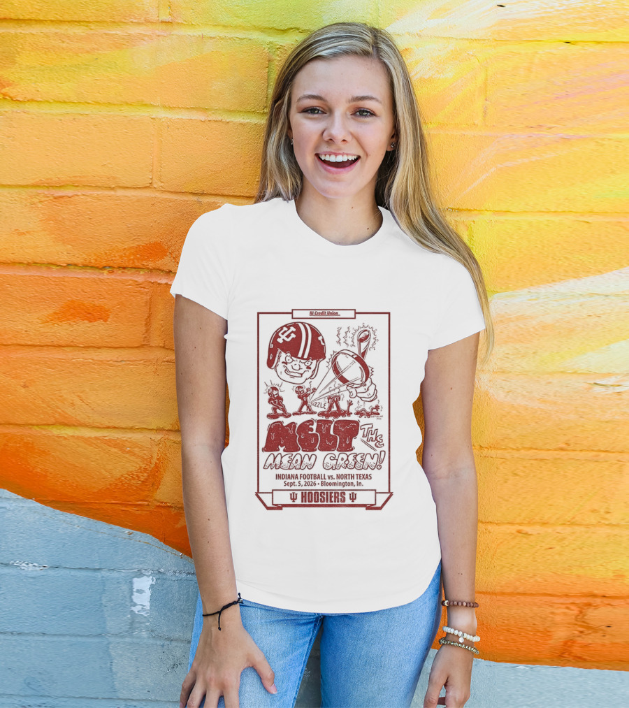 Indiana Hoosiers Melt The Mean Green Football Team Matchup Victory Scoreboard 1985 Season T-Shirt