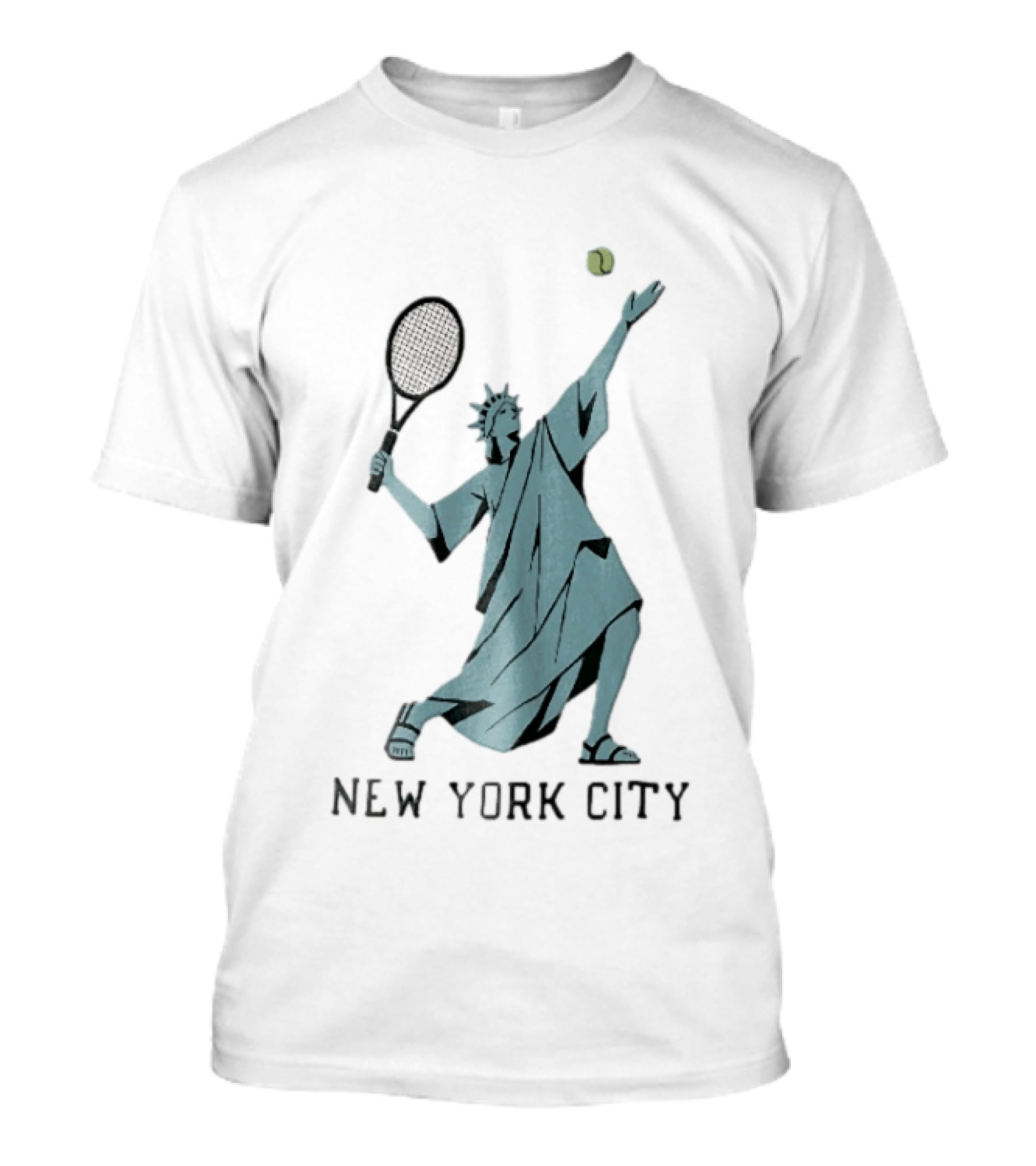 New York City Statue Of Liberty Playing Tennis T-Shirt