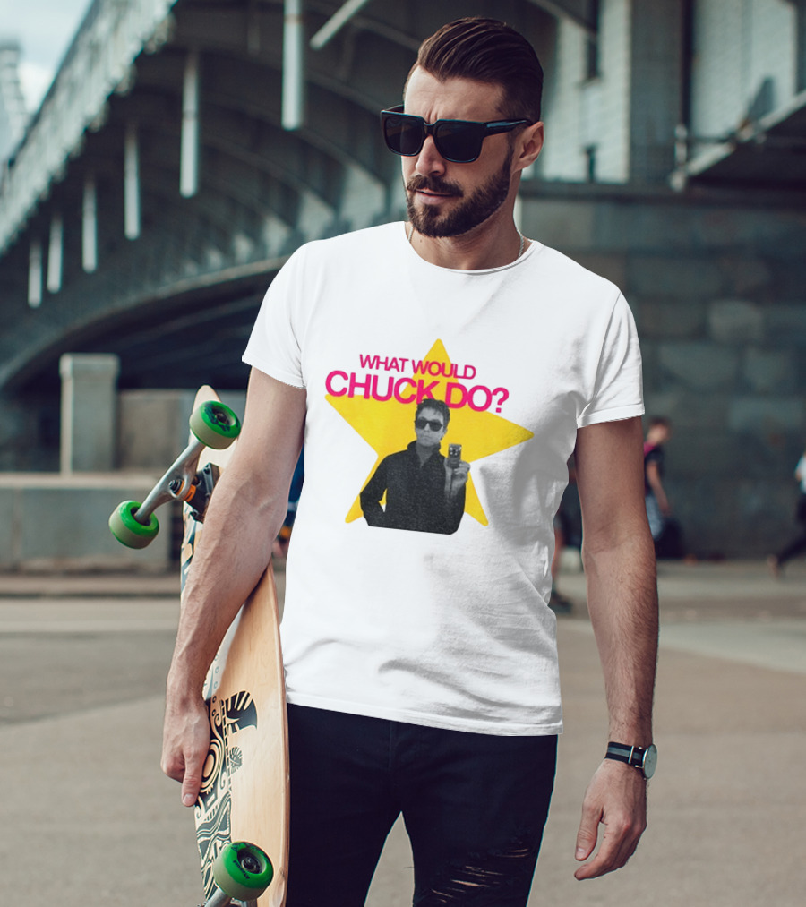 Chuck Timely And The Hourglass 90s Baby What Would Chuck Do Starburst T-Shirt
