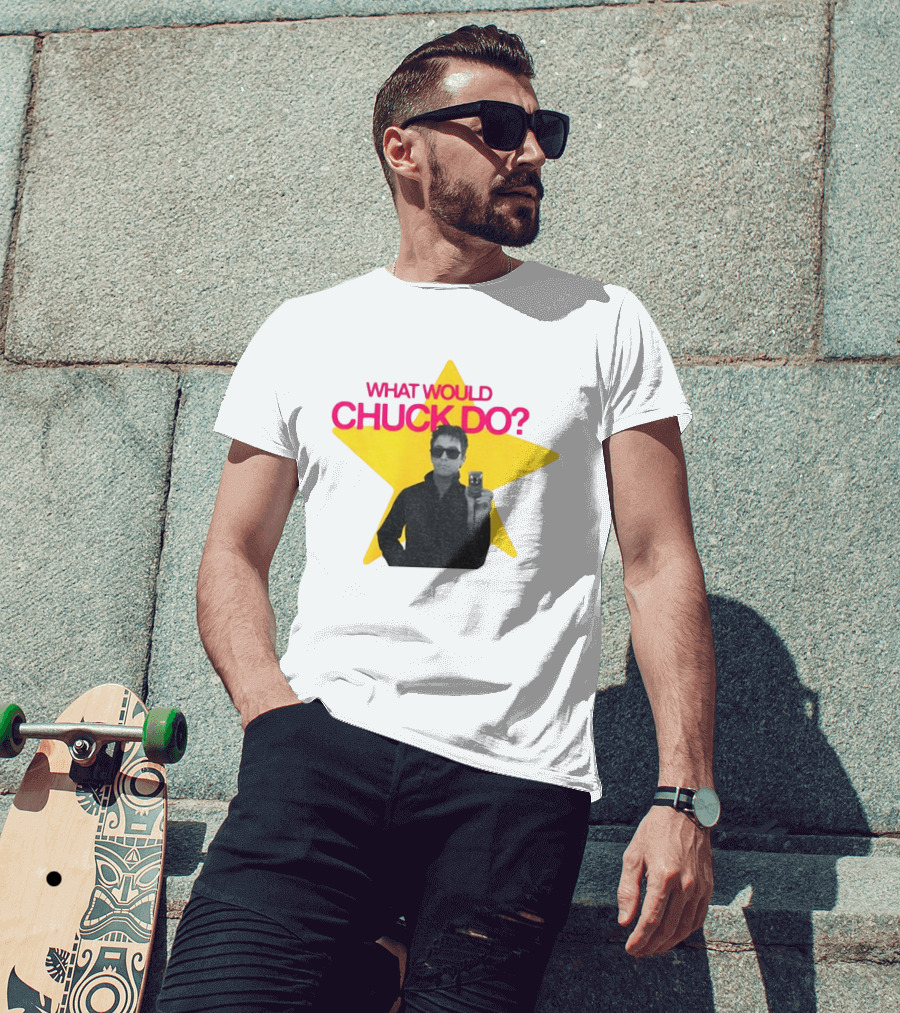 Chuck Timely And The Hourglass 90s Baby What Would Chuck Do Starburst T-Shirt