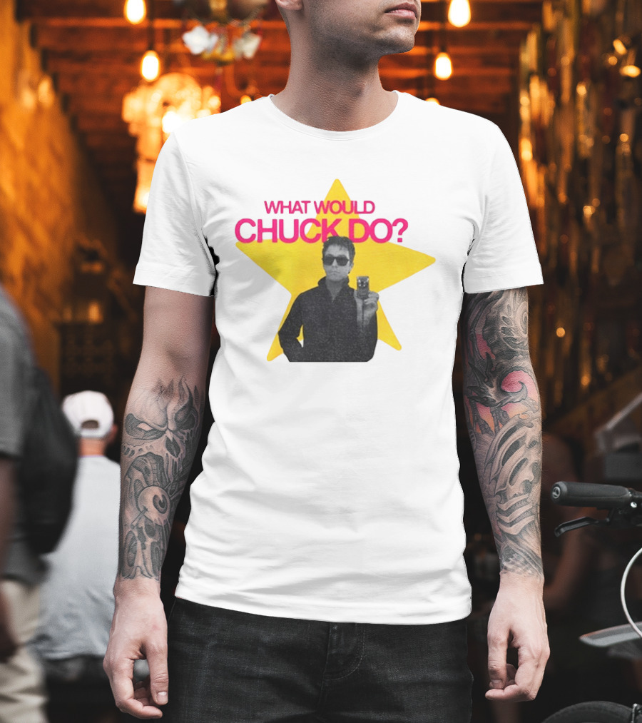 Chuck Timely And The Hourglass 90s Baby What Would Chuck Do Starburst T-Shirt