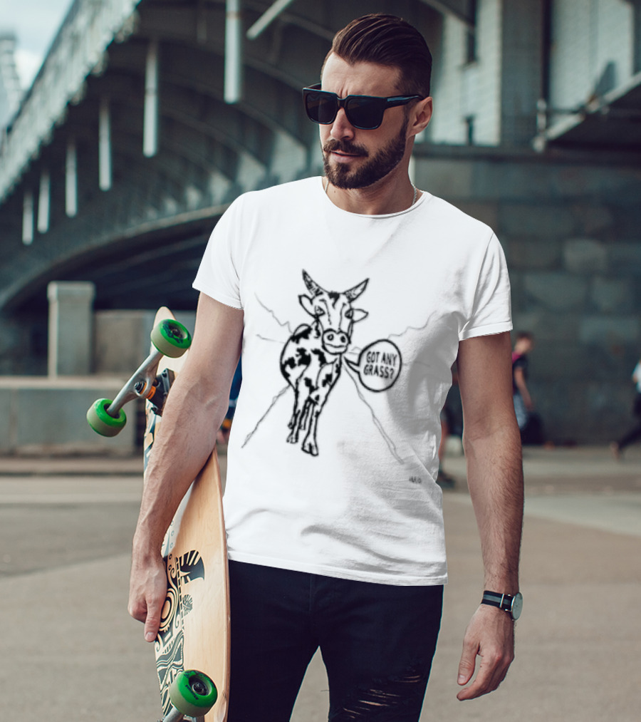 Cow Speaks Sarcasm Meme Black And White Sketch T-Shirt