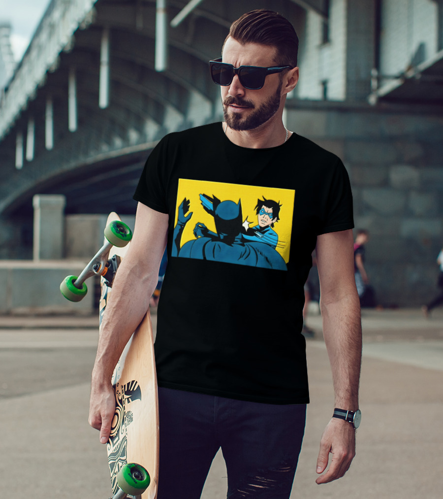 Nightwing Slapping Batman Meme Comic Panel Yellow T-Shirt