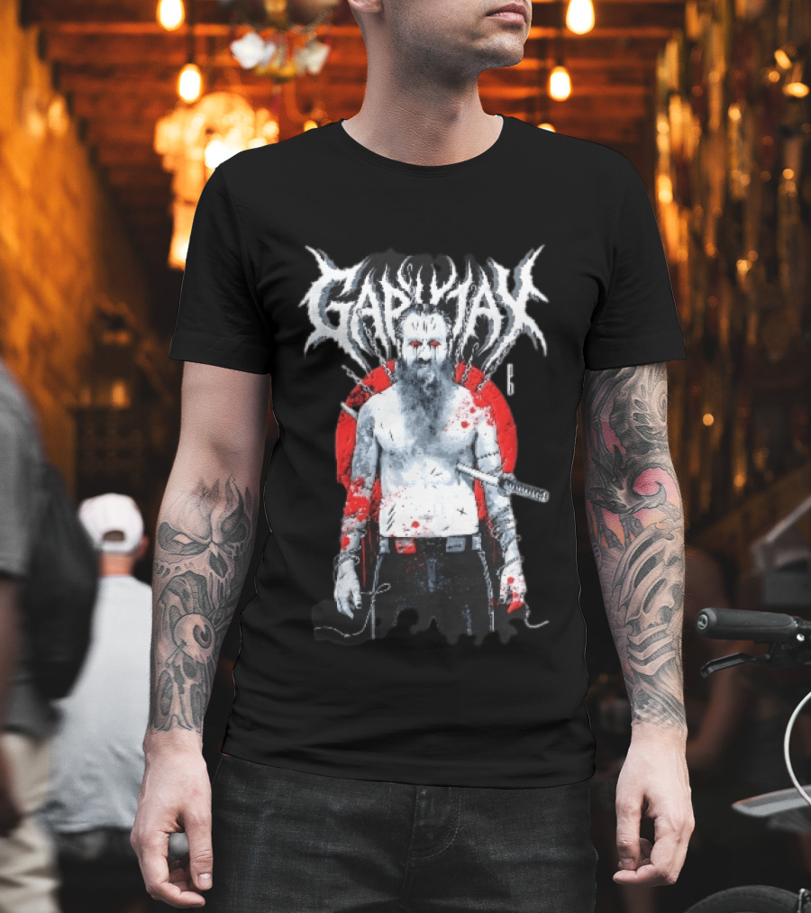 Gapjax Bloody Man Katana Sword Barbed Wire T-Shirt