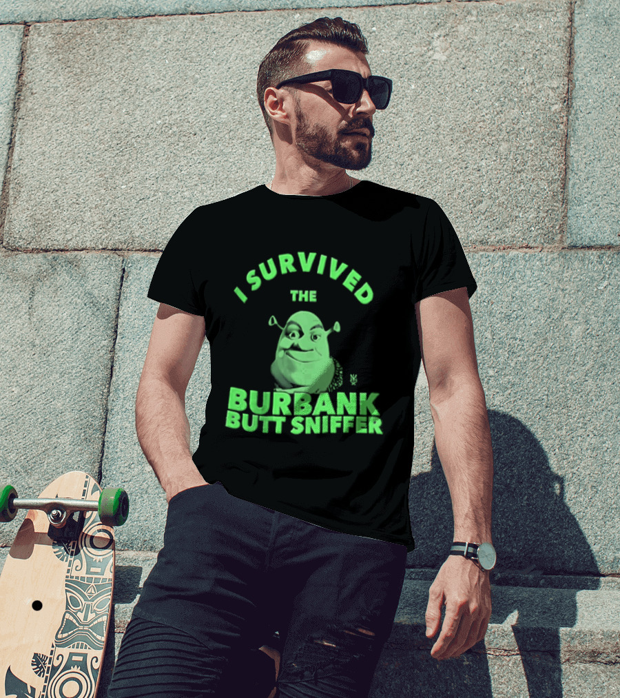 Shrek I Survived The Burbank Butt Sniffer Green Character Mashup T-Shirt