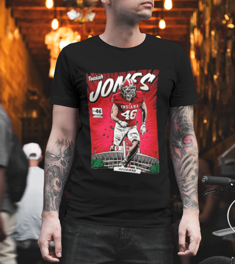 Indiana Hoosiers #46 Isaiah Jones Comic Stadium Edition T-Shirt