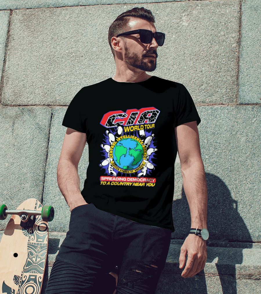 CIA World Tour Spreading Democracy To A Country Near You Earth Map T-Shirt