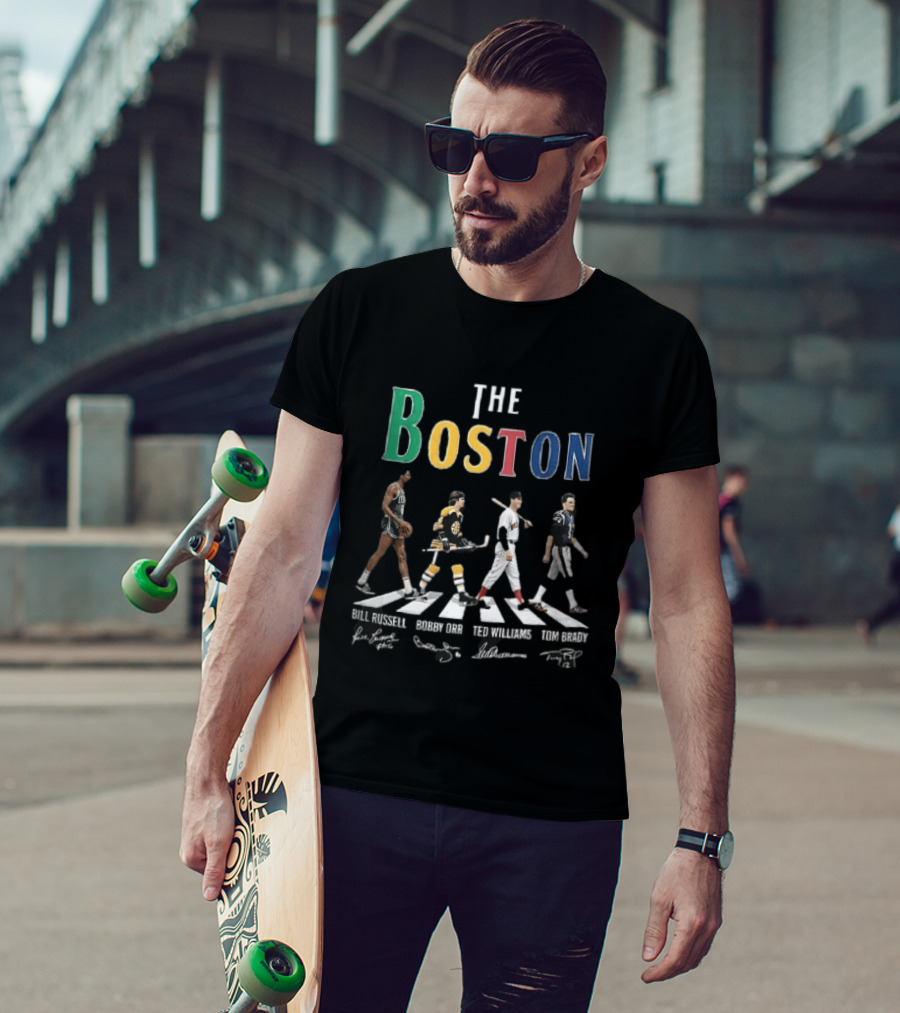 The Boston Bill Russell Bobby Orr Ted Williams Tom Brady Abbey Road Crosswalk Sports Legends T-Shirt