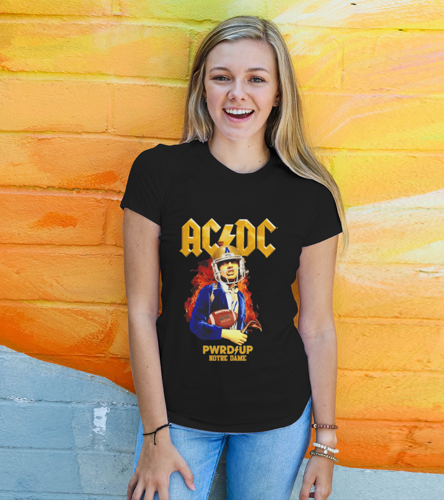 ACDC PWR UP Notre Dame Irish Football T-Shirt