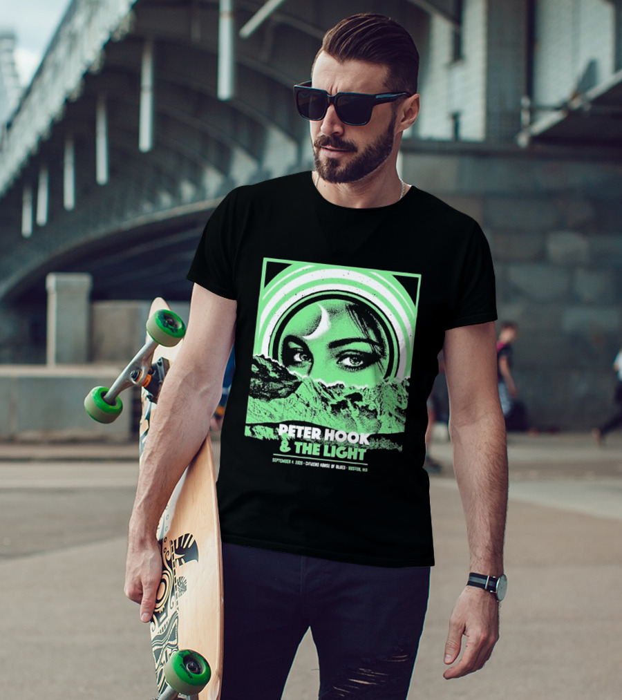 Peter Hook And The Light Boston MA Citizens House Of Blues September 4 2026 Event Crescent Moon Woman's Eyes Green Mountains T-Shirt