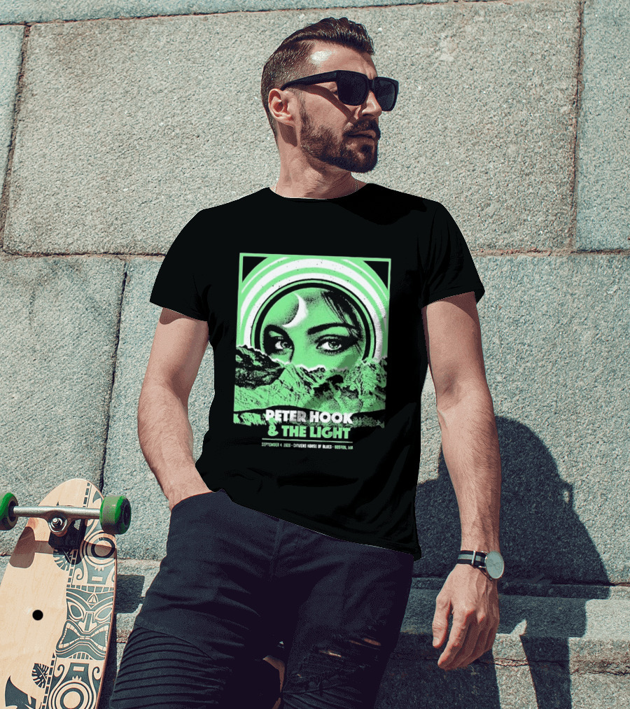 Peter Hook And The Light Boston MA Citizens House Of Blues September 4 2026 Event Crescent Moon Woman's Eyes Green Mountains T-Shirt